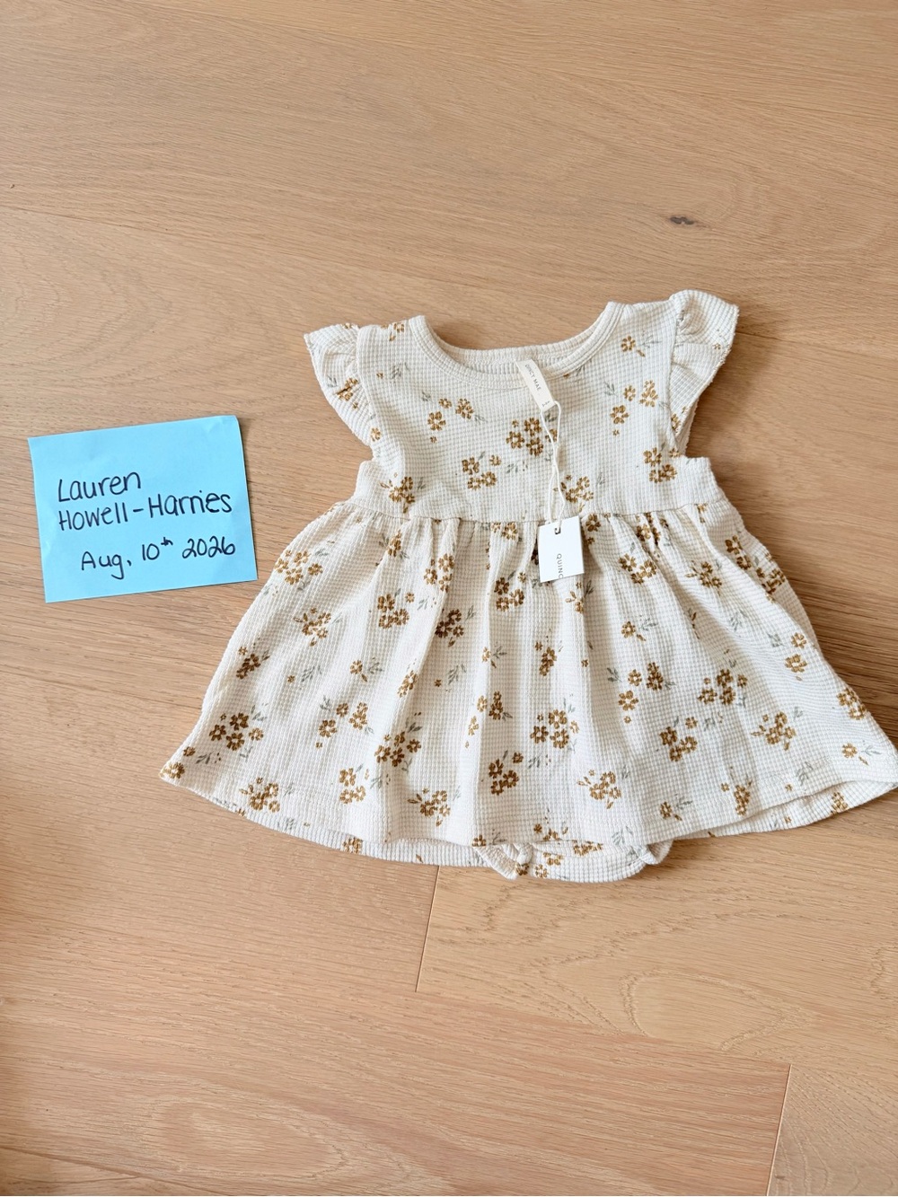 Quincy Mae Honey Flower Flutter Sleeve Dress 3-6M BNWT